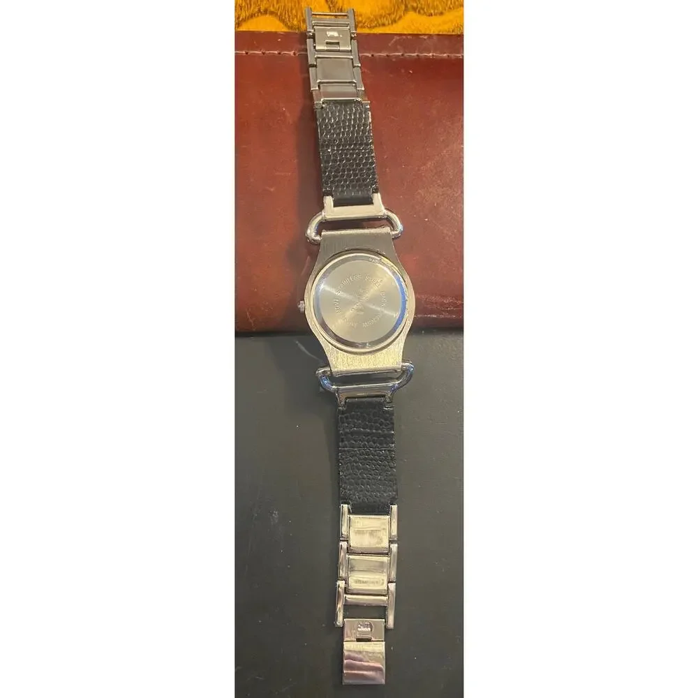 Women's 30mm Silver Tone Watch with Black Accents